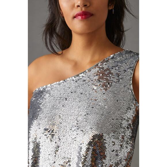 Anthropologie Silver Sequin Midi Dress - Picture 3 of 10